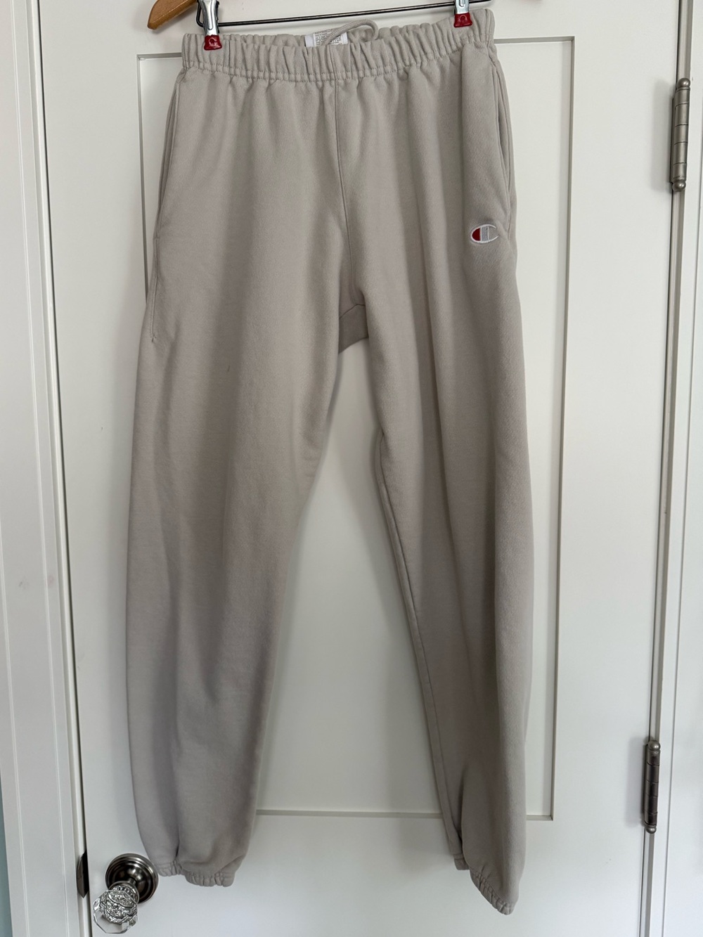 Champion Neutral Beige Sweatpants with Embroidered Logo Men’s Size Small